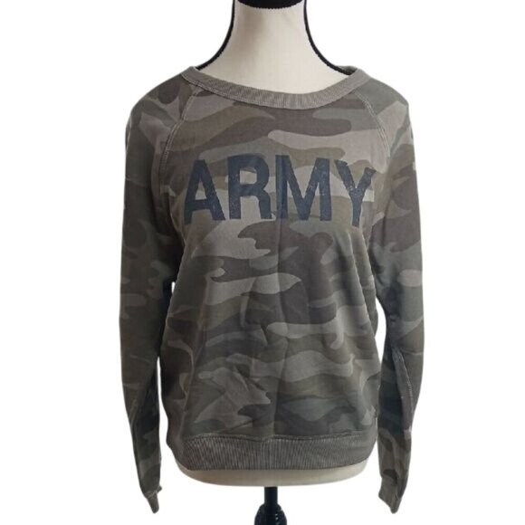 U.S. Army Sweatshirt Green Camouflage Crew Neck Fleece Womens Size XS - Picture 1 of 6